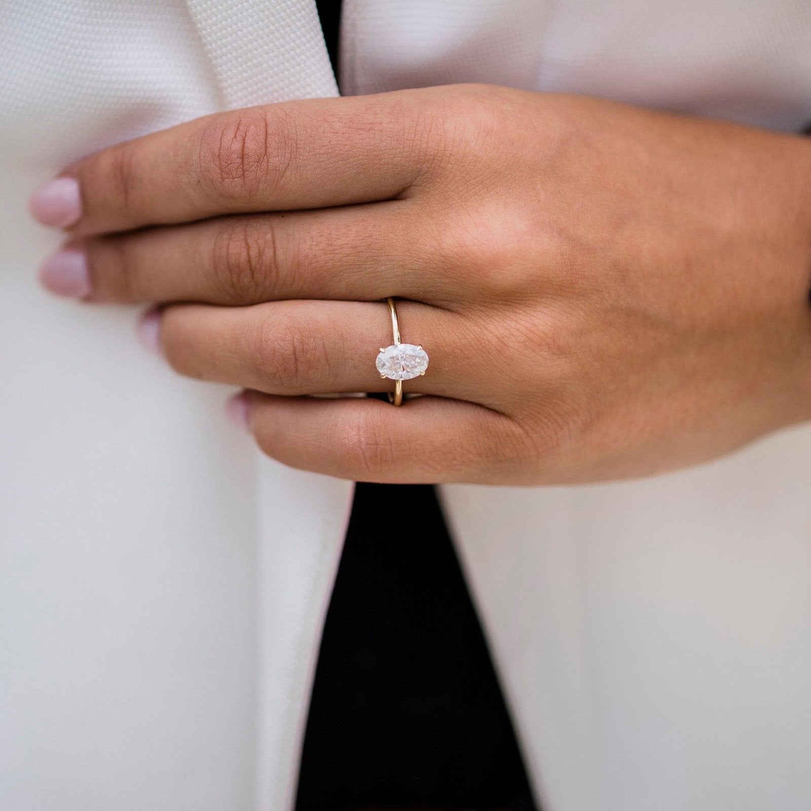 1.85 CT Oval Solitaire Moissanite Engagement Ring
