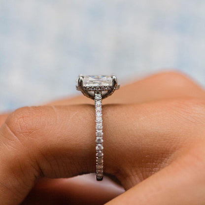3.85 CT Oval Hidden Halo & Pave Moissanite Engagement Ring