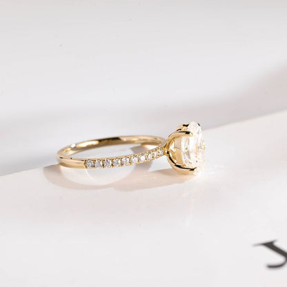 2.0 CT Oval Pave Moissanite Engagement Ring