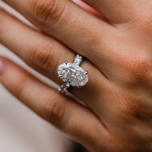 5.1 CT Oval Pave Moissanite Engagement Ring