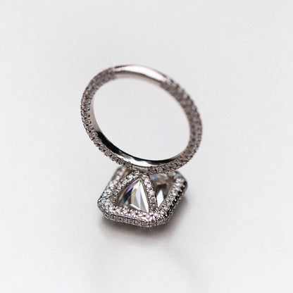 4.4 CT Radiant Halo & Pave Moissanite Engagement Ring
