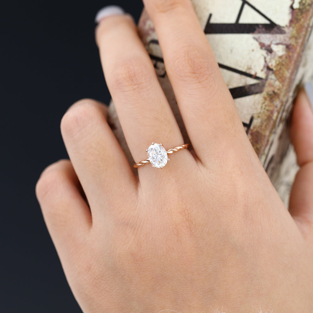 1.33 CT Oval Shaped Moissanite Engagement Ring In Solitaire Design