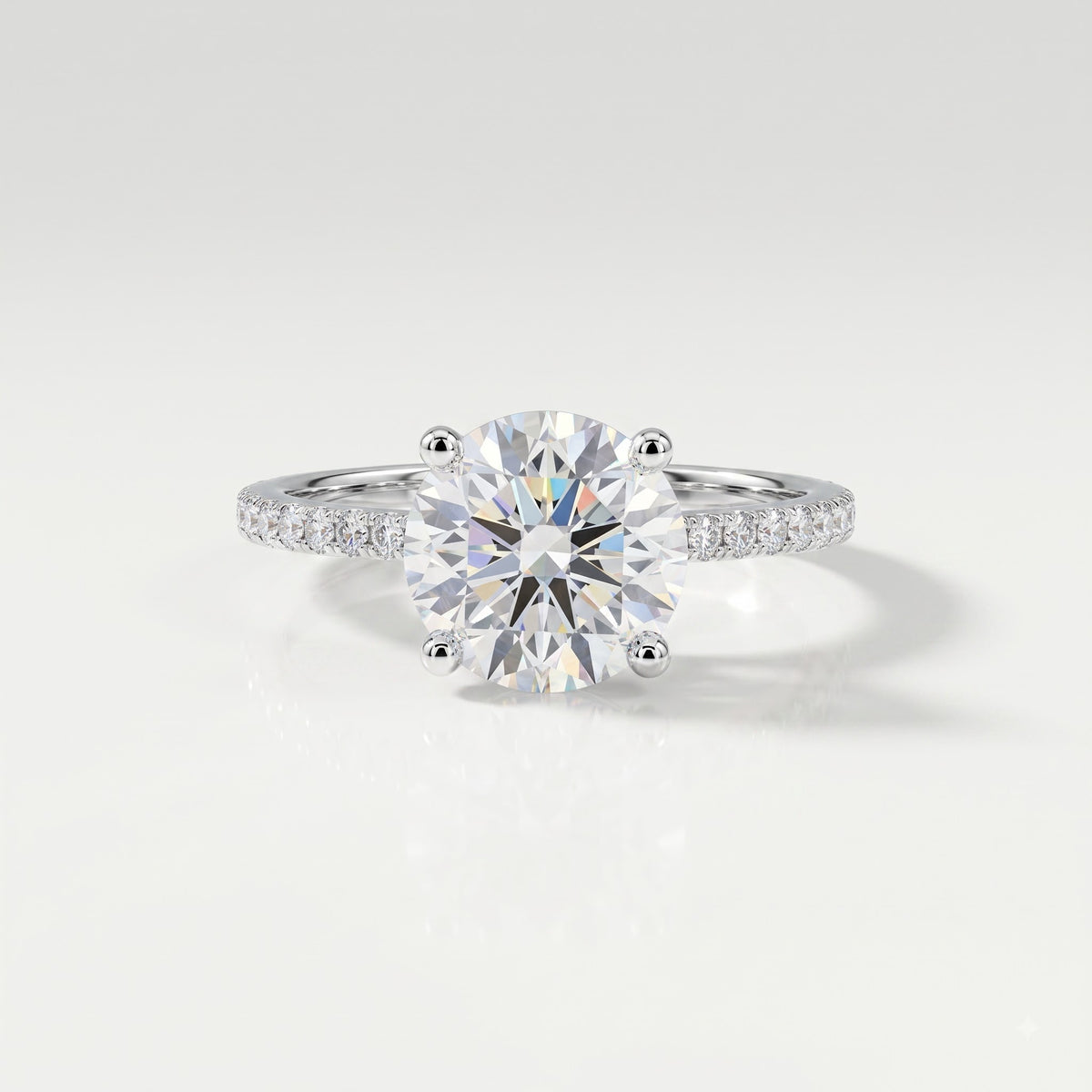 2 CT Round Pave Moissanite Engagement Ring
