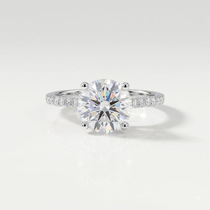 2 CT Round Pave Moissanite Engagement Ring
