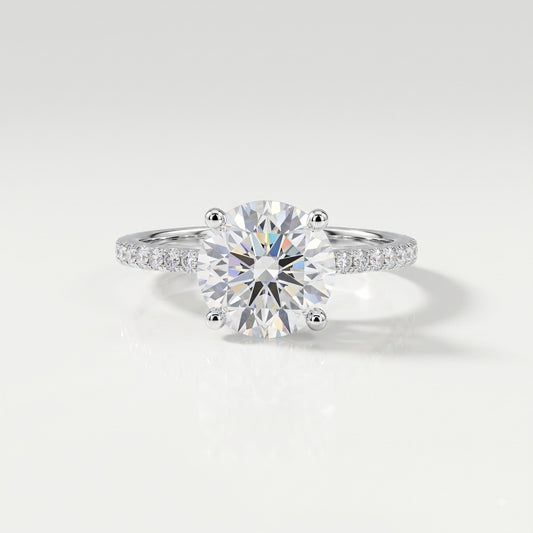 2 CT Round Pave Moissanite Engagement Ring