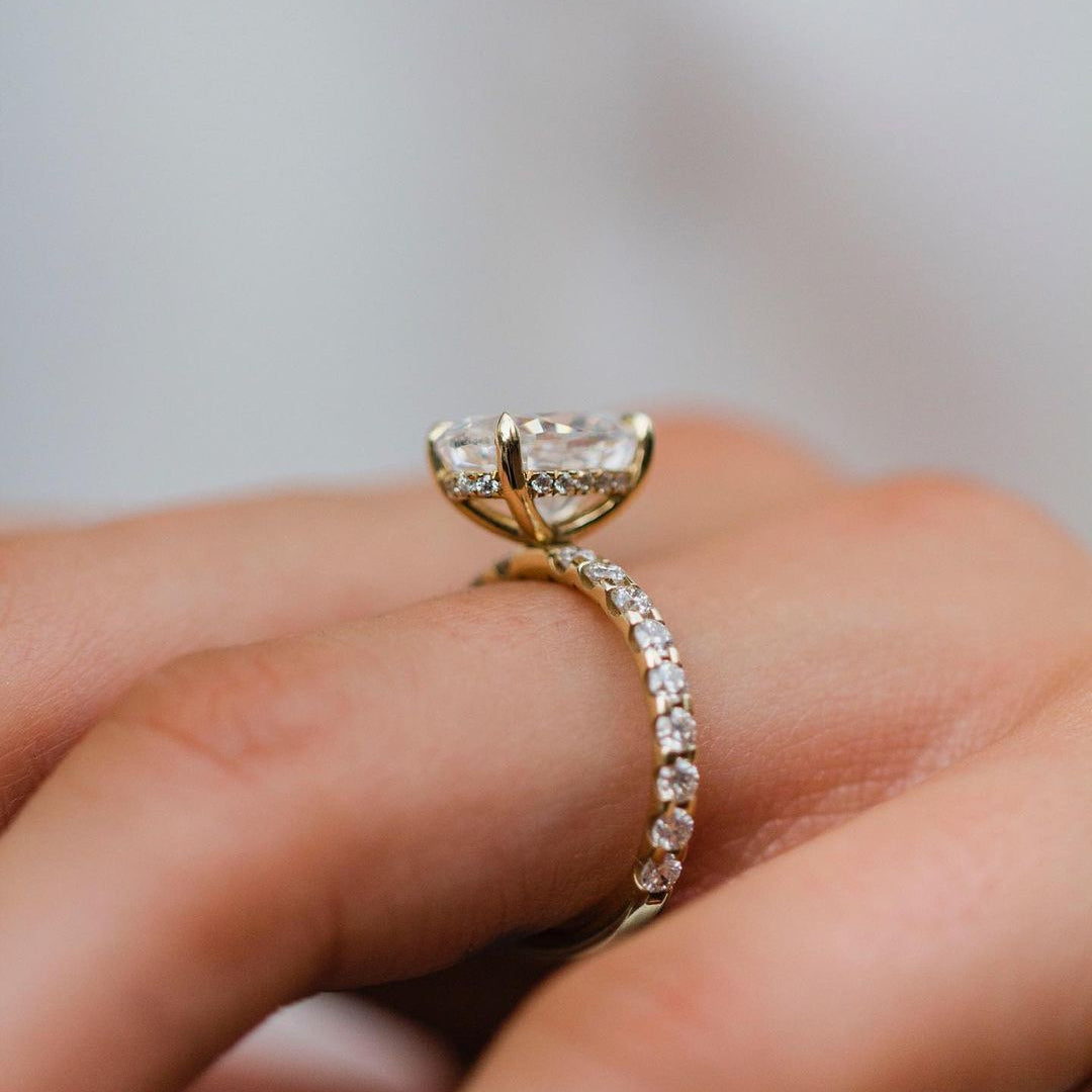 3.5 CT Oval Hidden Halo & Pave Moissanite Engagement Ring