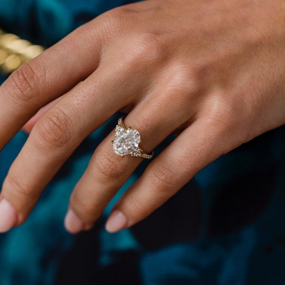 3.1 CT Oval Cluster & Pave Moissanite Engagement Ring