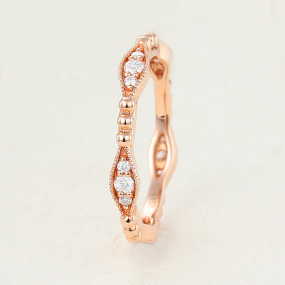 0.17 TCW Round Milgrain & Eternity Moissanite Wedding Band