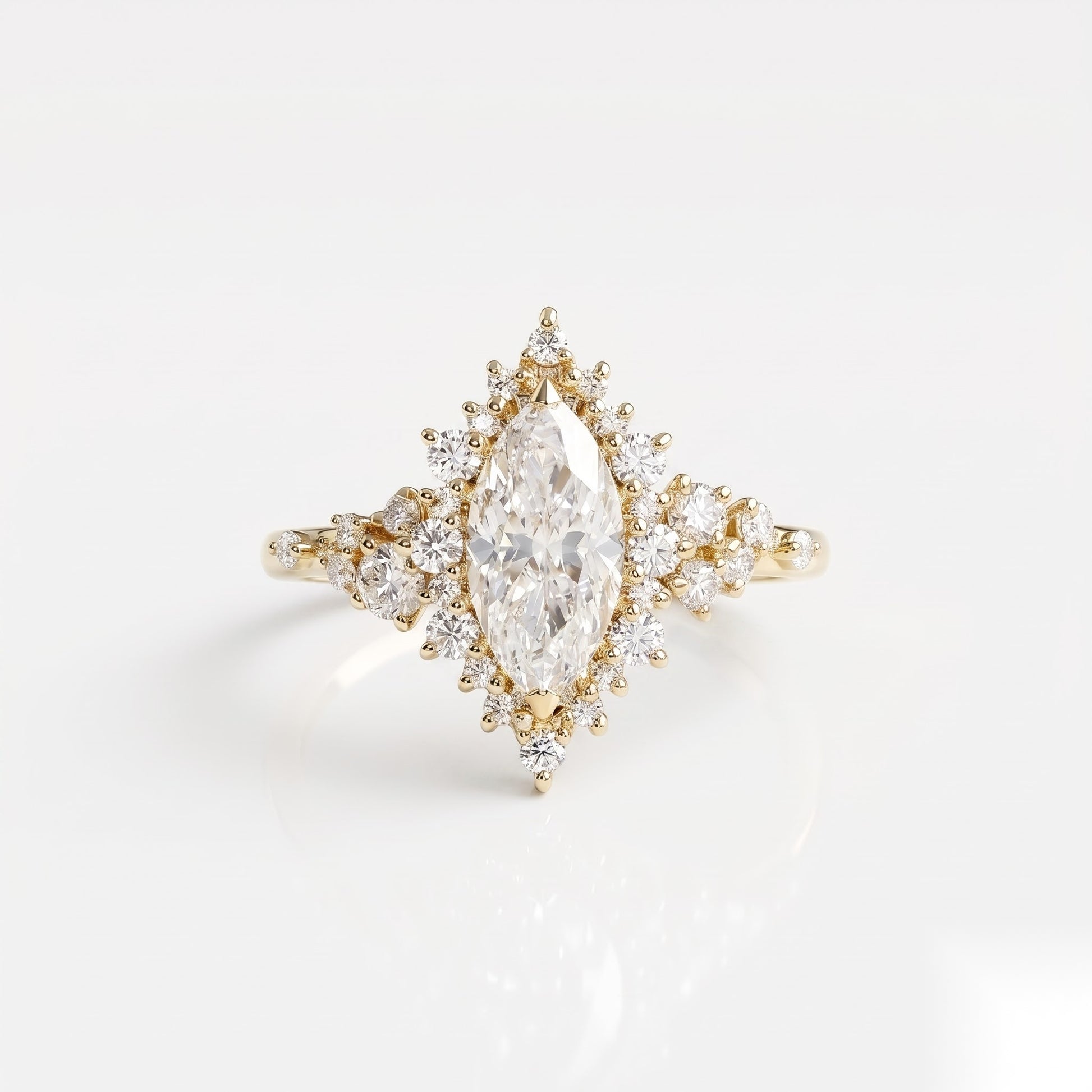 1 CT Marquise Cluster Moissanite Engagement Ring
