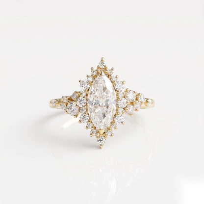 1 CT Marquise Cluster Moissanite Engagement Ring