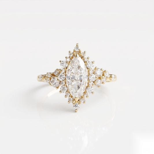 1 CT Marquise Cluster Moissanite Engagement Ring