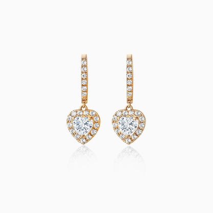 0.8 TCW Heart Cut Halo Hoop Moissanite Earrings