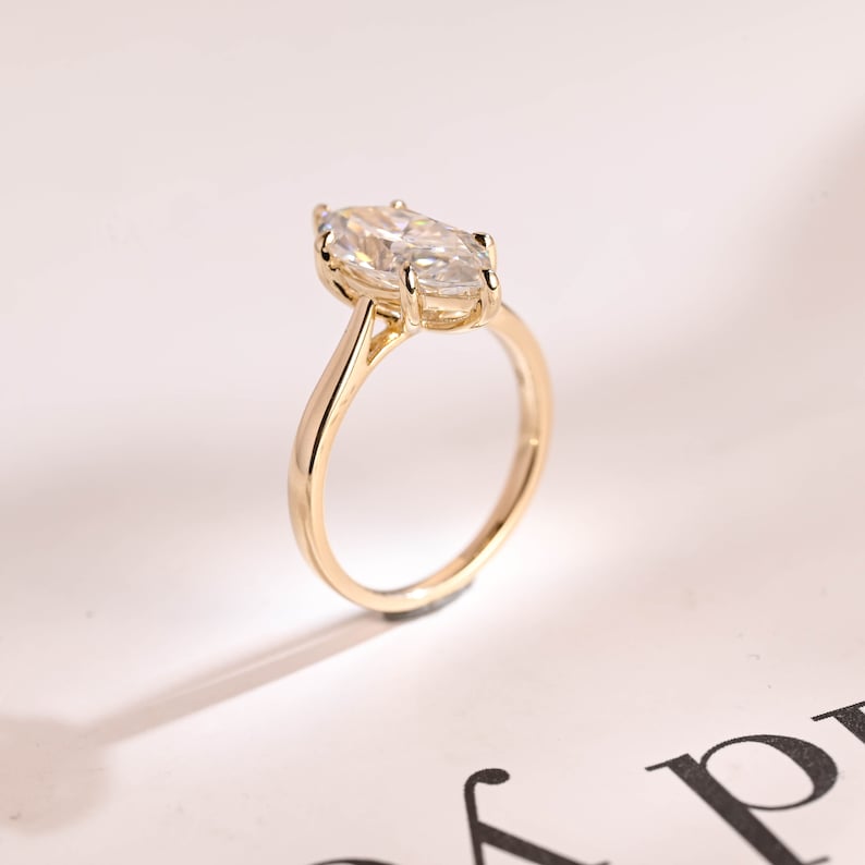 2.0 CT Marquise Solitaire Moissanite Engagement Ring