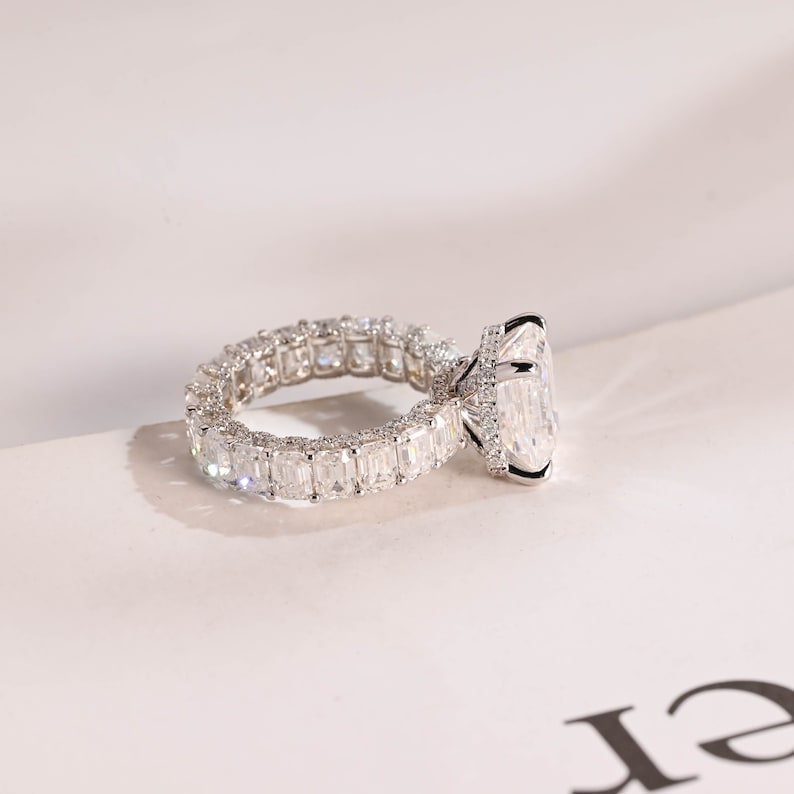 2.0 CT Emerald Pave Moissanite Engagement Ring
