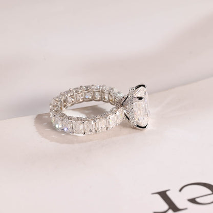 2.0 CT Emerald Pave Moissanite Engagement Ring