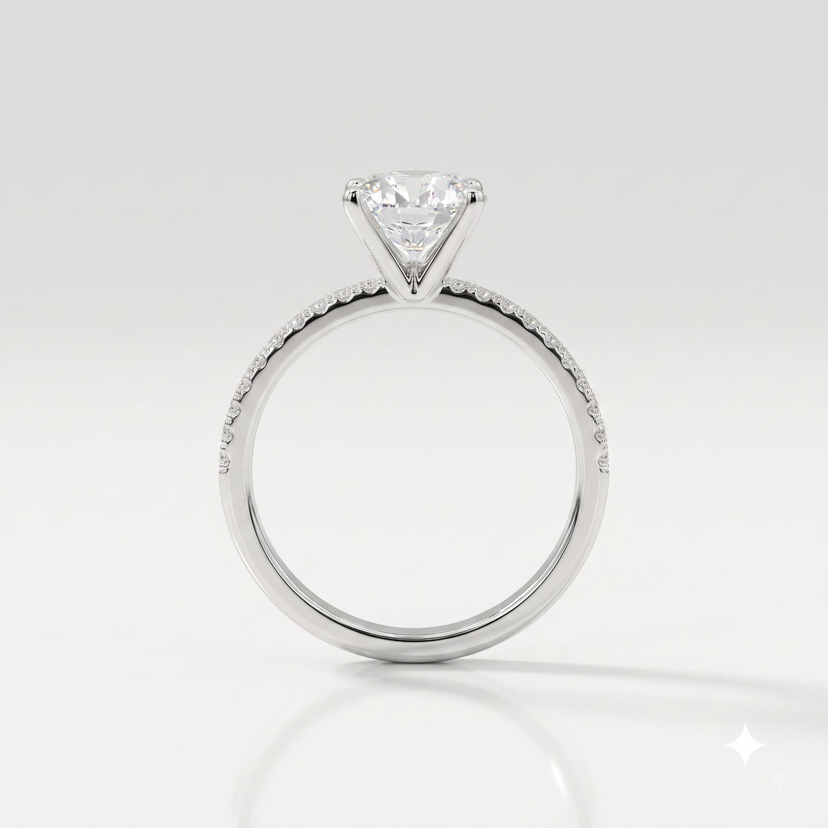 2 CT Round Pave Moissanite Engagement Ring