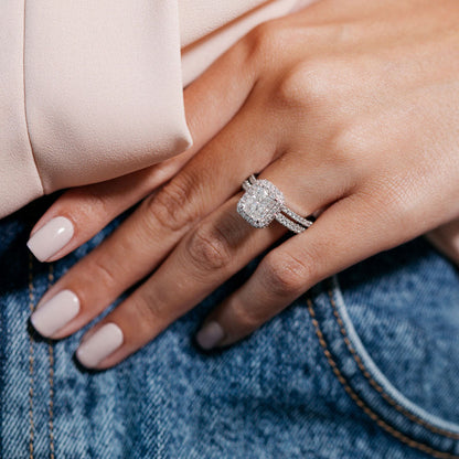 2.43 CT Radiant Halo & Pave Moissanite Engagement Ring
