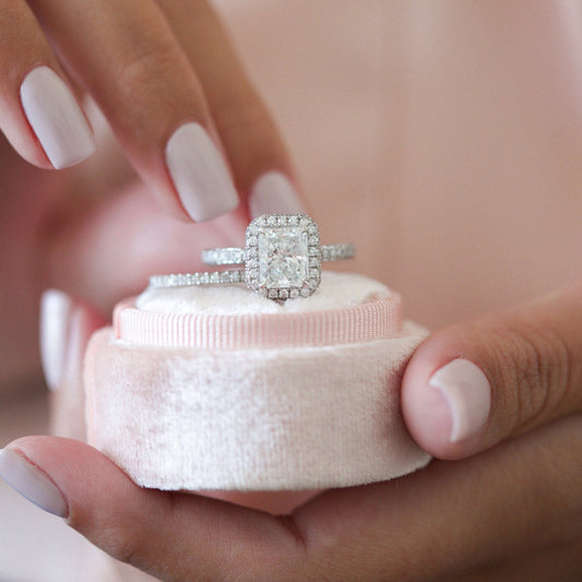 2.43 CT Radiant Halo & Pave Moissanite Engagement Ring