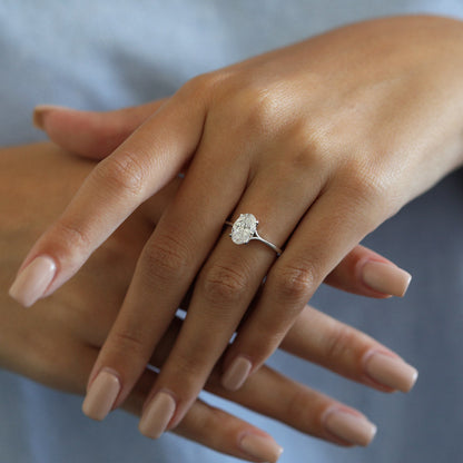 1.5 CT Oval Solitaire Moissanite Engagement Ring