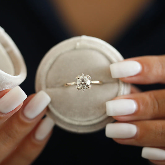 1 CT Round Cluster Moissanite Engagement Ring