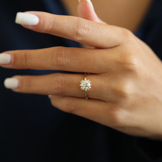 1 CT Round Cluster Moissanite Engagement Ring