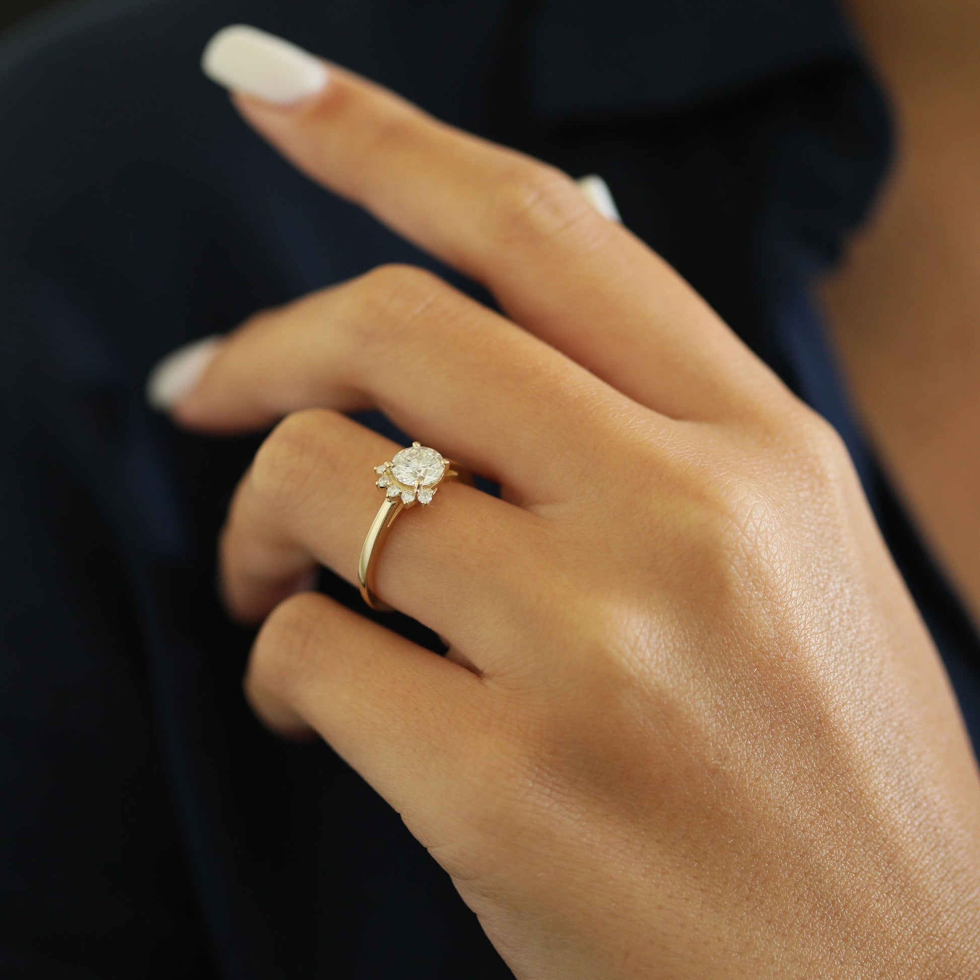 1 CT Round Cluster Moissanite Engagement Ring