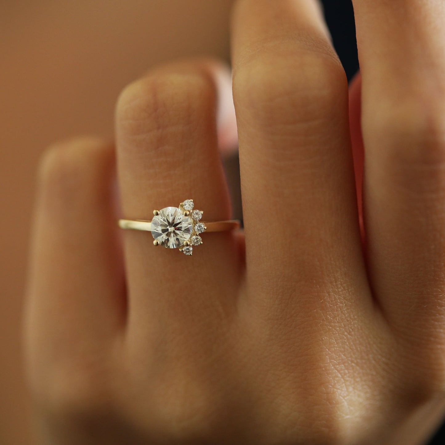 1 CT Round Cluster Moissanite Engagement Ring