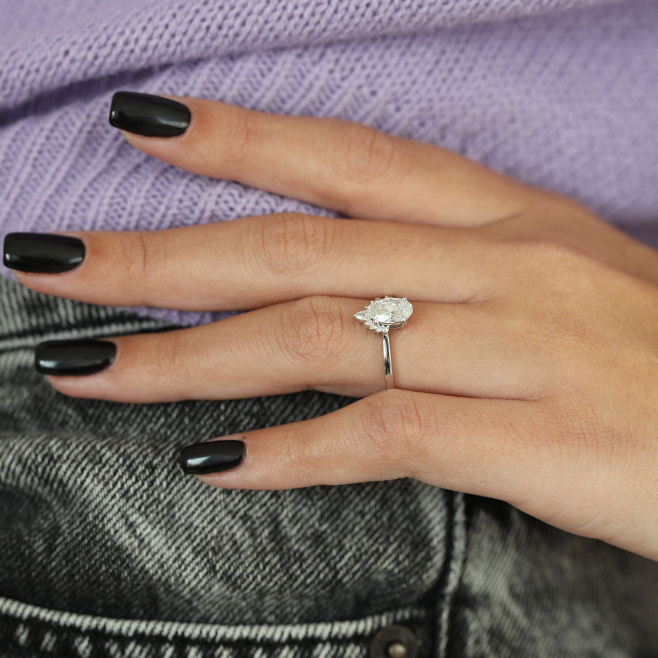 2.1 CT Oval Cluster Moissanite Engagement Ring