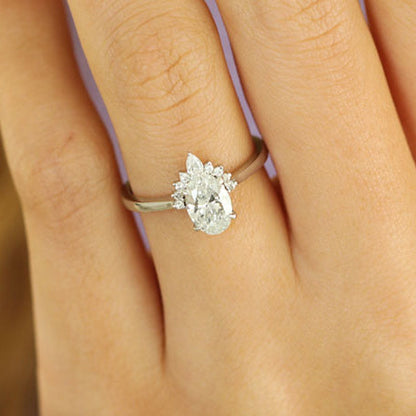2.1 CT Oval Cluster Moissanite Engagement Ring