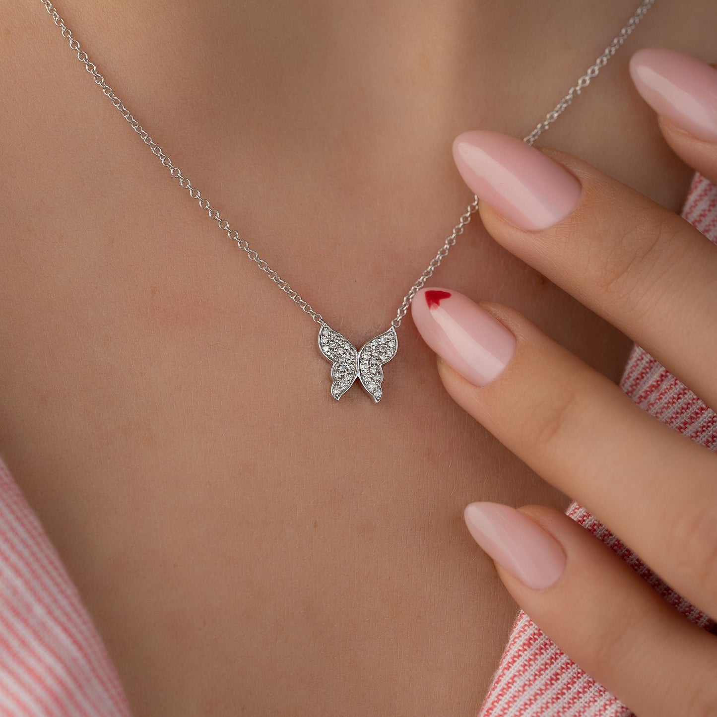 0.35 CT Round Shaped Moissanite Necklace In Multi Stone Design