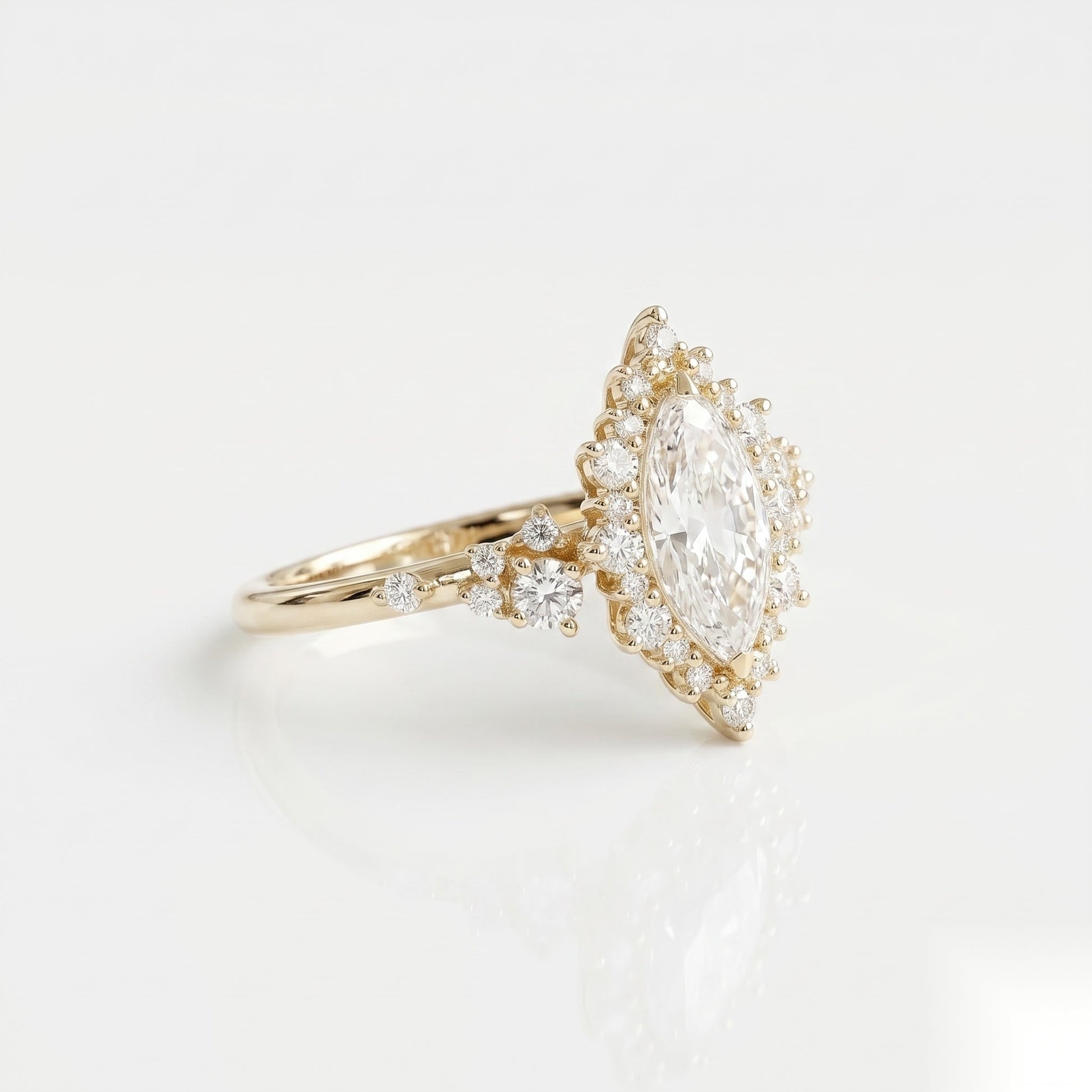 1 CT Marquise Cluster Moissanite Engagement Ring