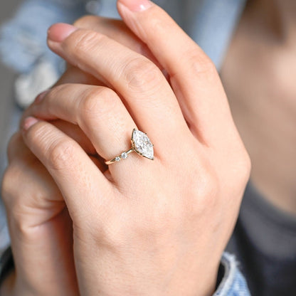 2.0 CT Marquise Pave Moissanite Engagement Ring