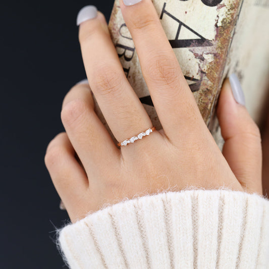 0.33 TCW Pear & Round Half Eternity Moissanite Wedding Band