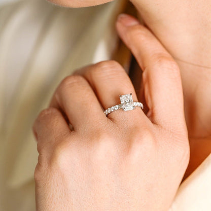 2.5 CT Radiant Pave Moissanite Engagement Ring