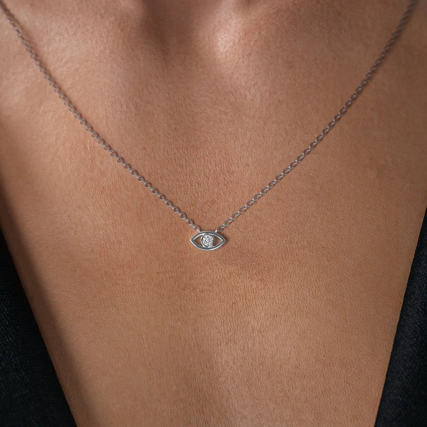 0.07 CT Round Shaped Moissanite Necklace In Bezel Design
