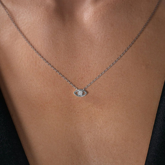 0.07 CT Round Shaped Moissanite Necklace In Bezel Design