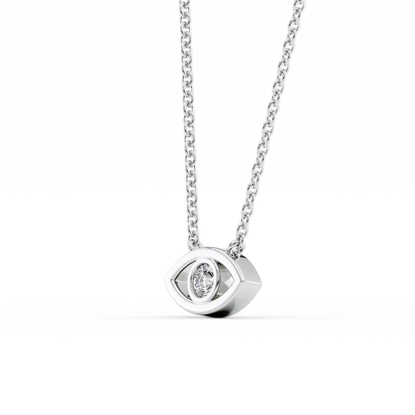 0.07 CT Round Shaped Moissanite Necklace In Bezel Design