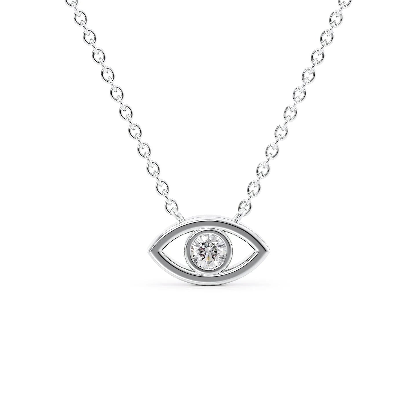 0.07 CT Round Shaped Moissanite Necklace In Bezel Design