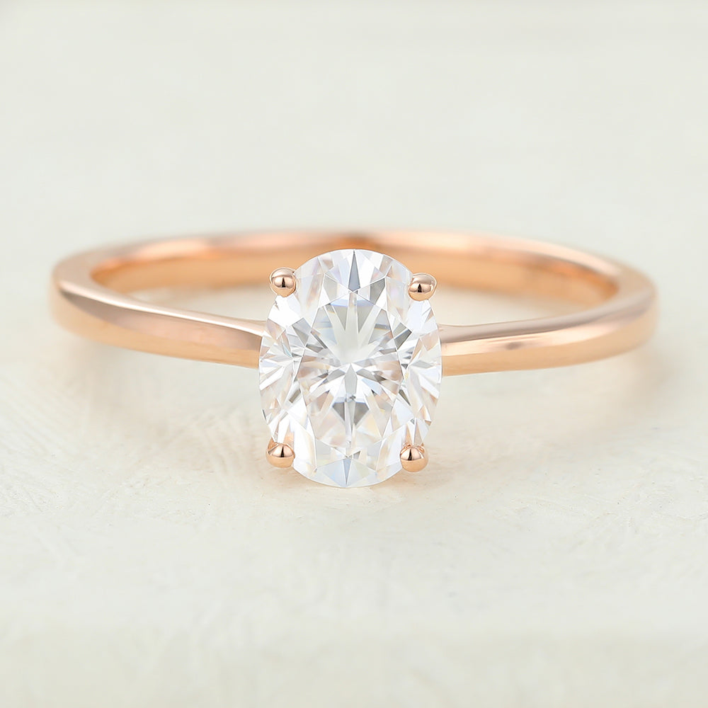 1.33 CT Oval Shaped Moissanite Engagement Ring In Solitaire Design