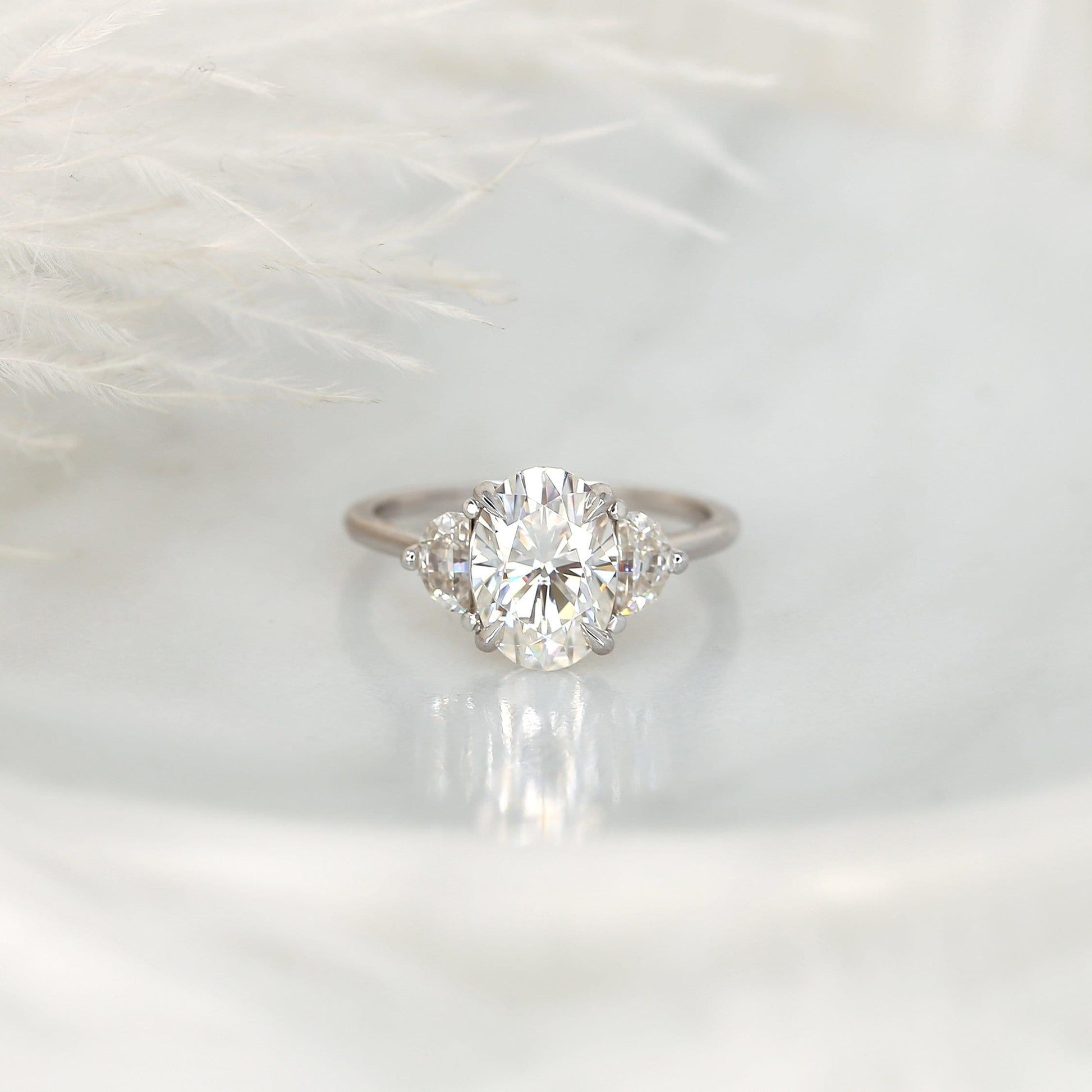 2.5 CT Oval Three Stone Moissanite Engagement Ring