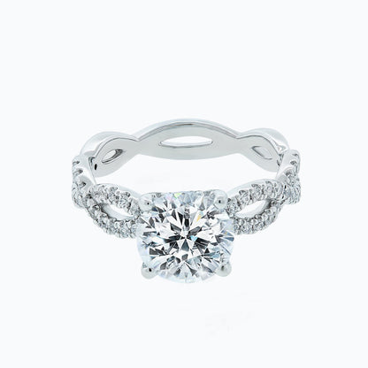 2 CT Round Criss Cross Pave Moissanite Engagement Ring