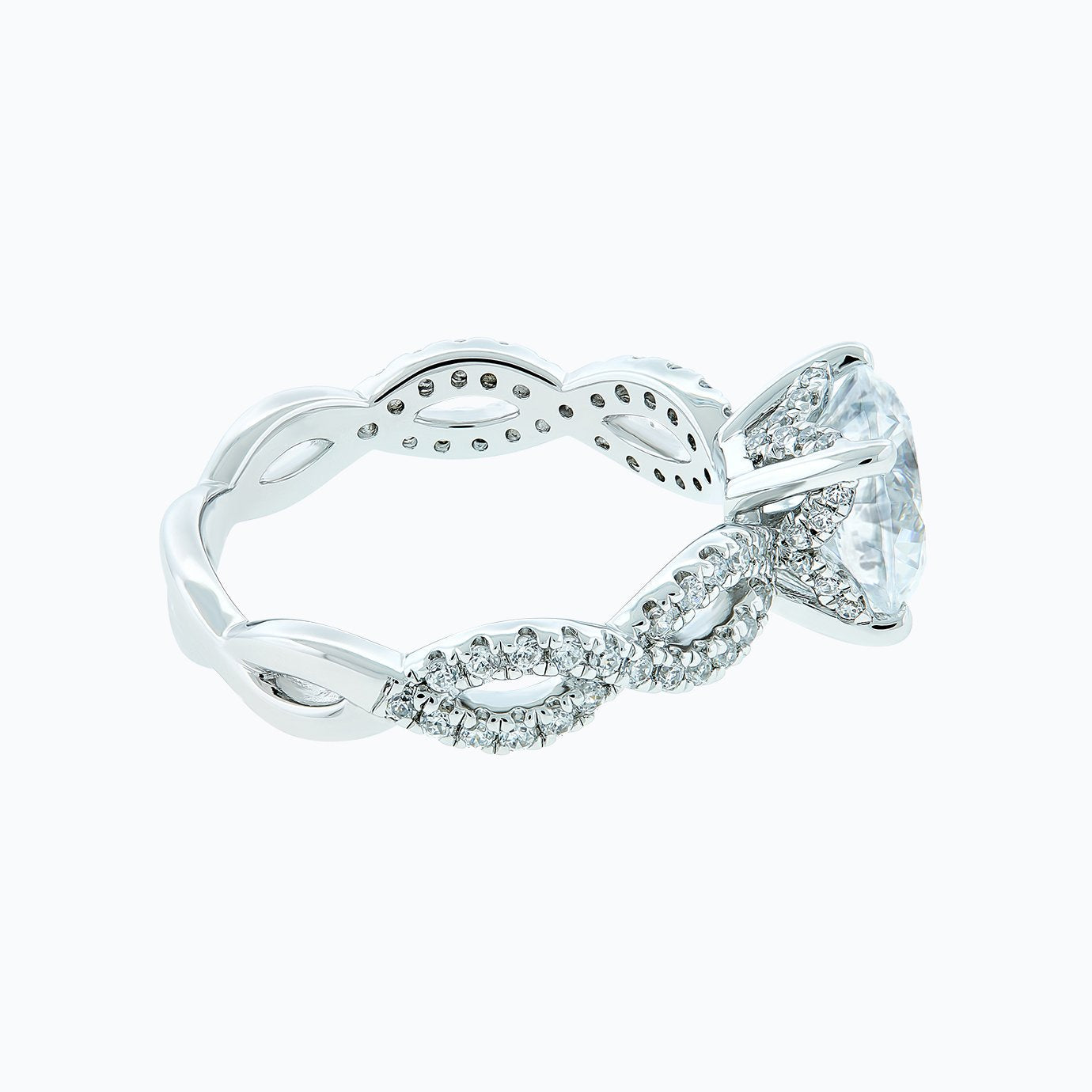 2 CT Round Criss Cross Pave Moissanite Engagement Ring