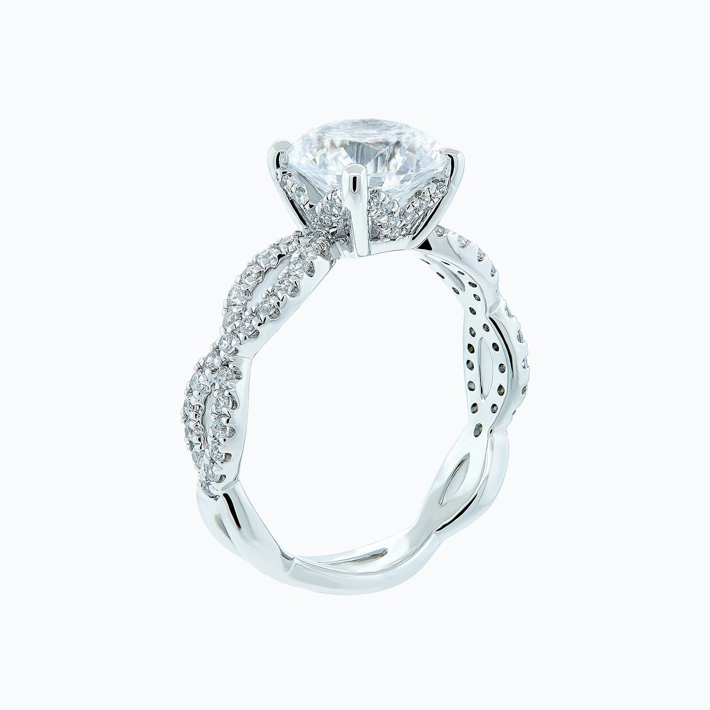 2 CT Round Criss Cross Pave Moissanite Engagement Ring