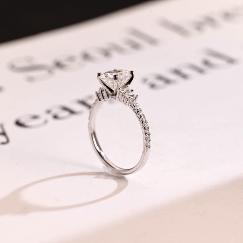 2.0 CT Oval Pave Moissanite Engagement Ring