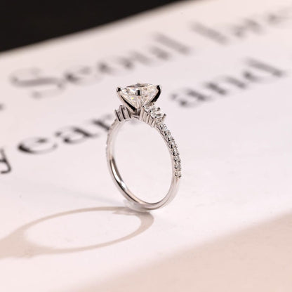 2.0 CT Oval Pave Moissanite Engagement Ring