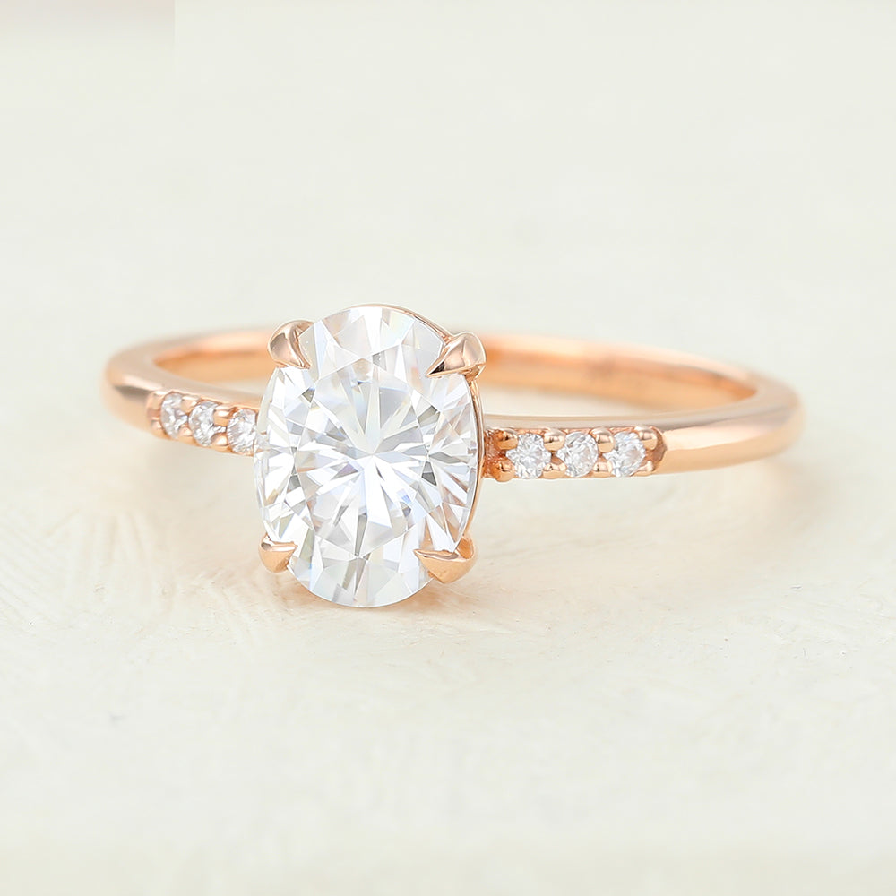 1.33 CT Oval Shaped Moissanite Engagement Ring In Pave Design