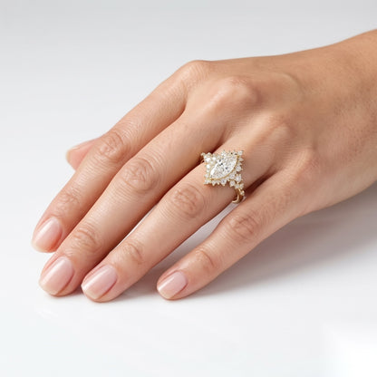 1 CT Marquise Cluster Moissanite Engagement Ring