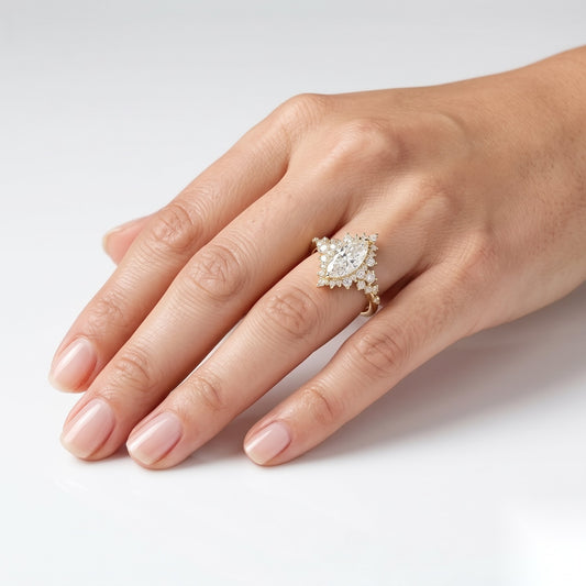 1 CT Marquise Cluster Moissanite Engagement Ring