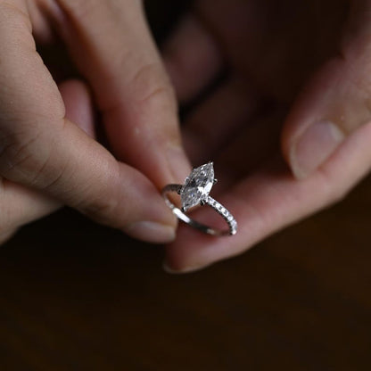 2.0 CT Marquise Pave Moissanite Engagement Ring