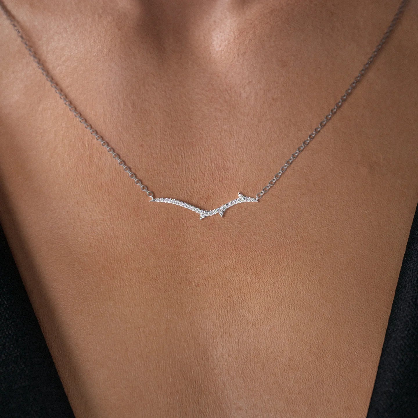 0.15 CT Round Shaped Moissanite Necklace In Multi Stone Design